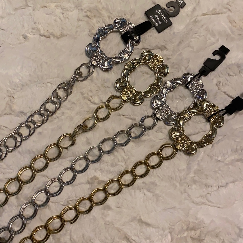 FashionFocus Gold Silver Chain Link Statement Belt